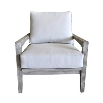 Courtyard Casual - Driftwood Gray Teak Surf Side Outdoor Club Chair with Cushions