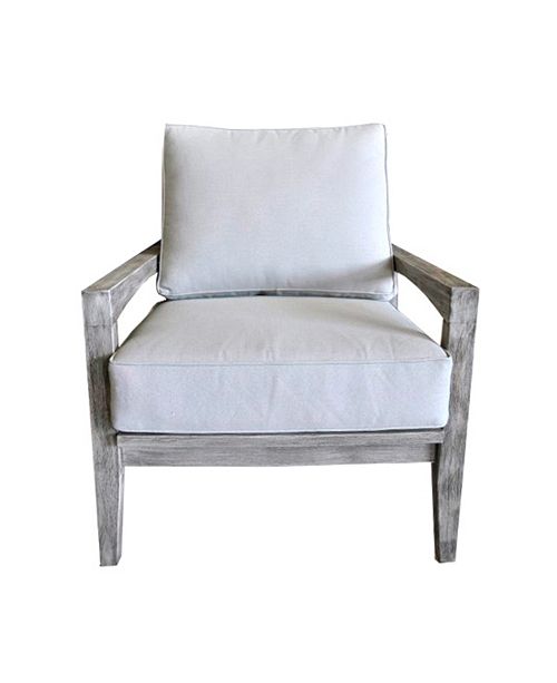 Courtyard Casual Driftwood Teak Surf Side Outdoor Club Chair With Cushions Reviews Furniture Macy S
