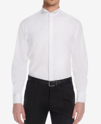 Men's Classic/Regular Fit Stretch Solid Wing Collar French Cuff Tuxedo Shirt