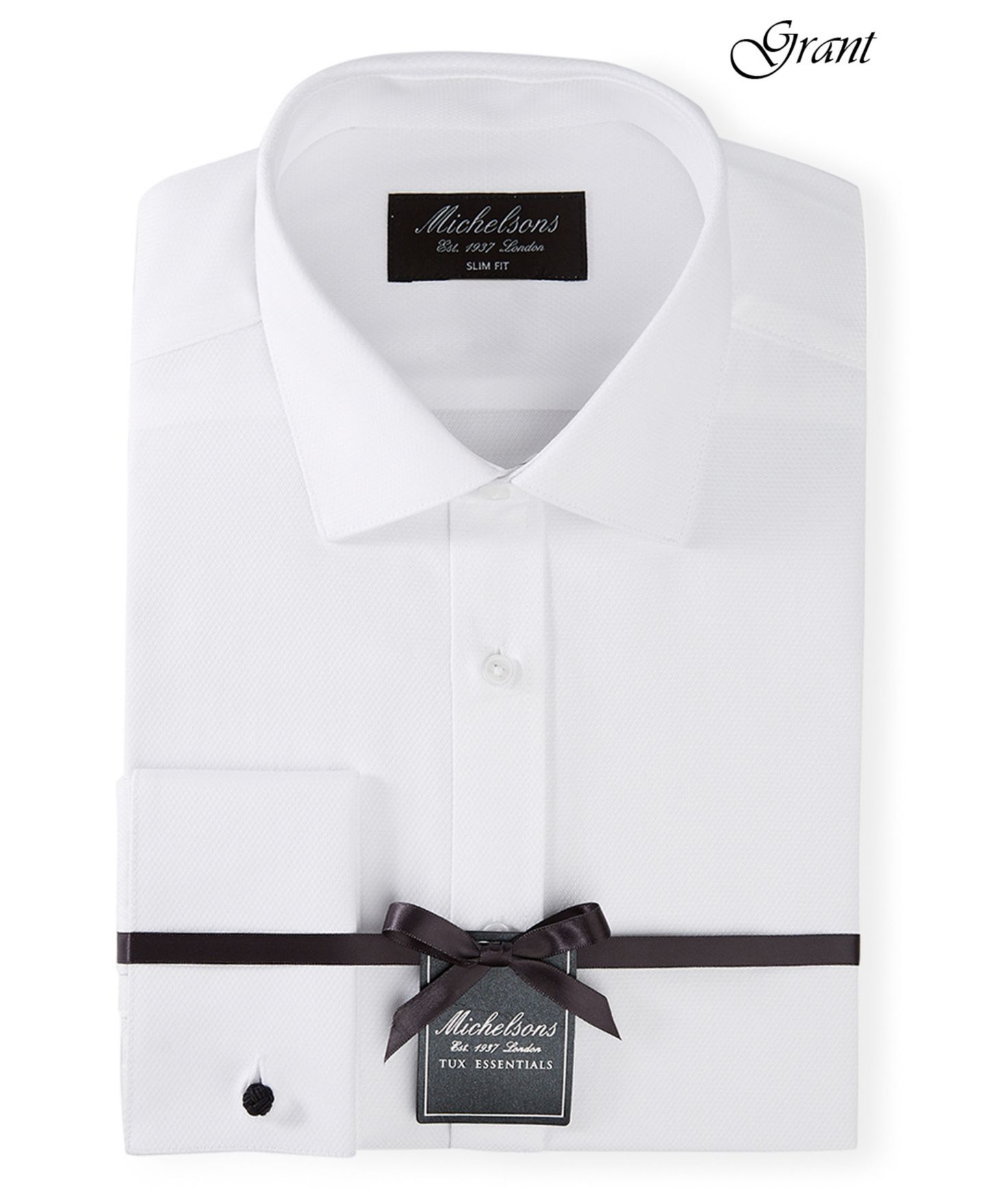 Мужская рубашка MICHELSONS OF LONDON Solid French Cuff Tuxedo Shirt, Regular & Slim Fit, цвет: Белый — фото 1