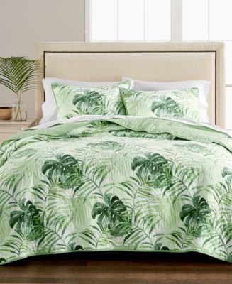 Martha Stewart Collection Palm Fronds 100% Cotton King Quilt