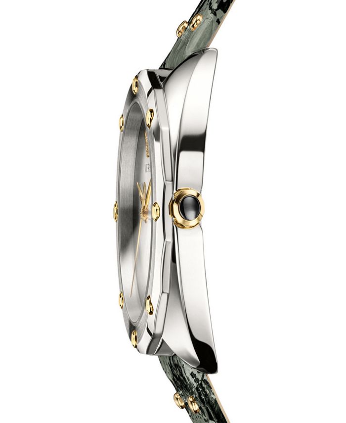 Versace Shadov Gold Dial Green Leather Strap Watch For Women - VEBM01018 main image 0
