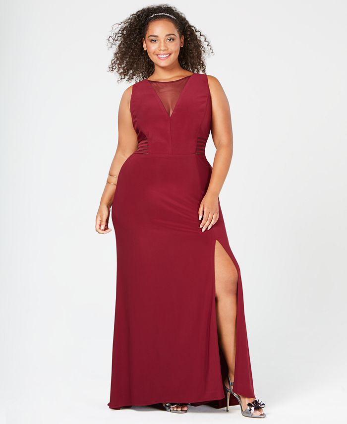 Macy s burgundy dress hotsell plus size