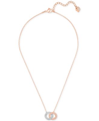 Two-Tone Crystal Linked Circle 17-3/4" Pendant Necklace