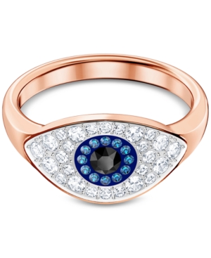 image of Swarovski Rose Gold-Tone Crystal Evil Eye Ring