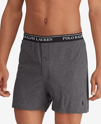 POLO RALPH LAUREN Men's Classic Fit Stretch Support Knit Boxer, Andover  Heather/White, Charcoal Heather/White, Polo Black/White, Small at   Men's Clothing store
