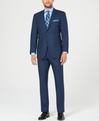 Perry Ellis - Men's Slim-Fit Comfort Stretch Medium Blue Sharkskin Suit