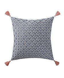 Indienne Paisley Embroidered Scallop 18" x 18" Decorative Pillow
