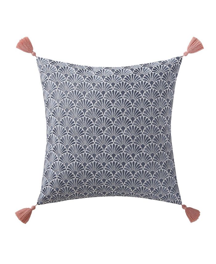 Oceanfront Resort - Indienne Paisley Embroidered Scallop 18" x 18" Decorative Pillow