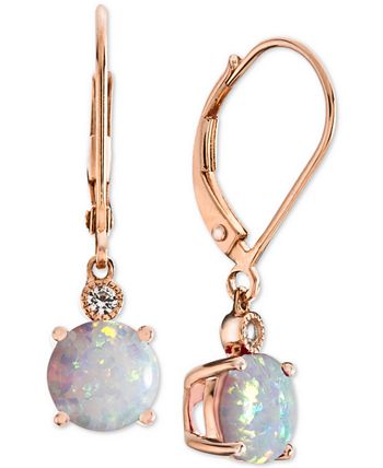 Macy's - Lab-Created Opal (1-1/2 ct. t.w.) & White Sapphire Accent Drop Earrings in 14k Rose Gold-Plated Sterling Silver