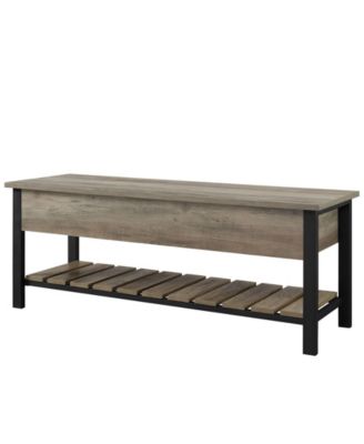 48" Open-Top Storage Bench with Shoe Shelf  - White Oak