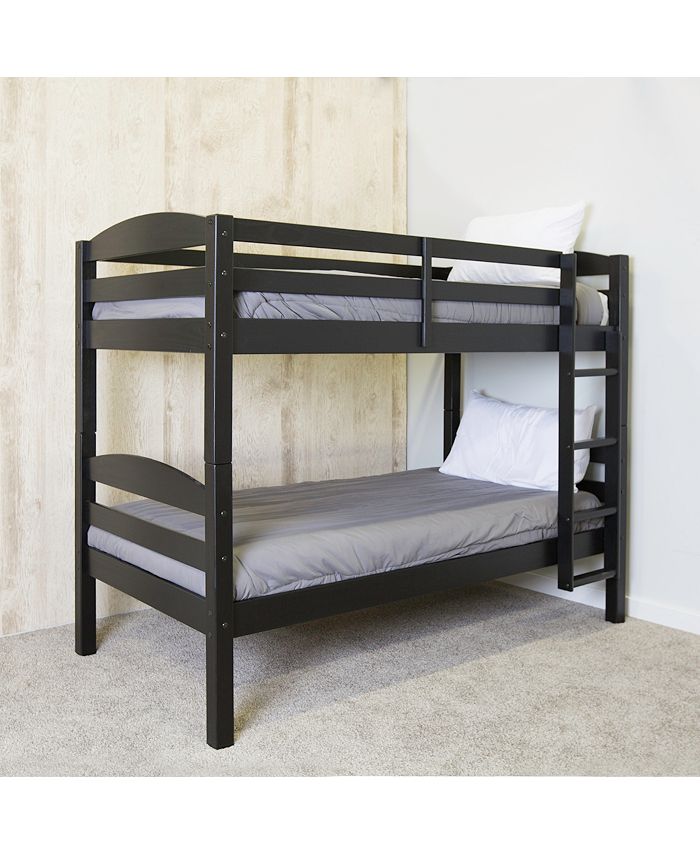 Walker Edison Solid Wood Twin over Twin Bunk Bed Black Macy's