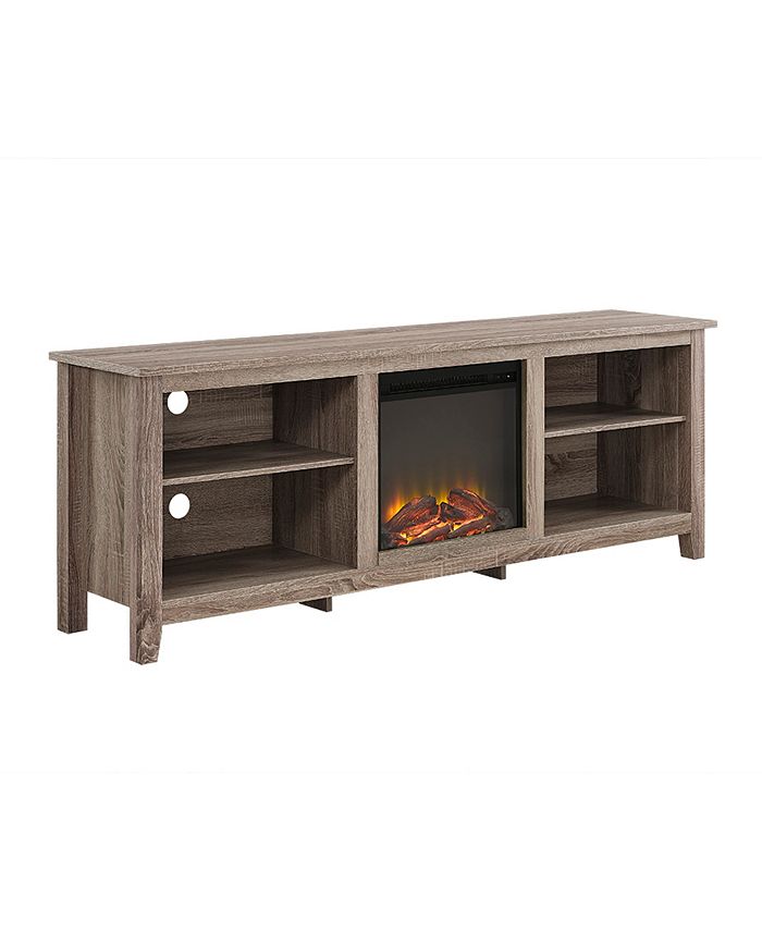 Walker Edison 70" Wood Media TV Stand Console with Fireplace