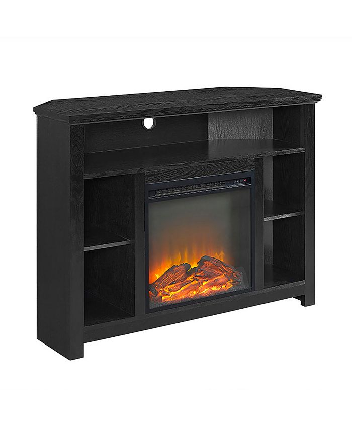 Walker Edison 44" Wood Corner Highboy Fireplace TV Stand Black Macy's