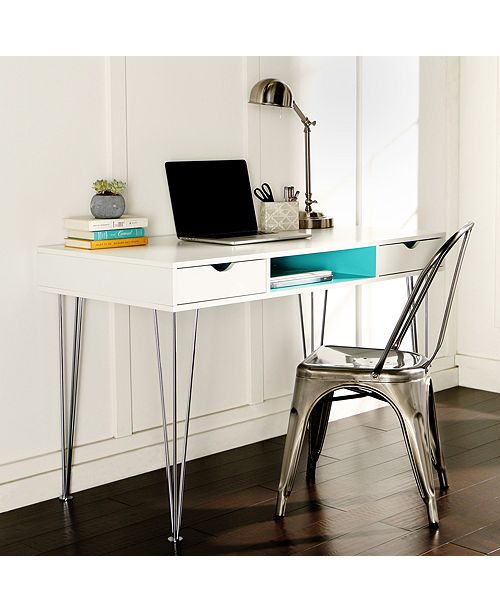 Walker Edison 48 Mid Century Wood Chrome Hairpin Leg Home Office