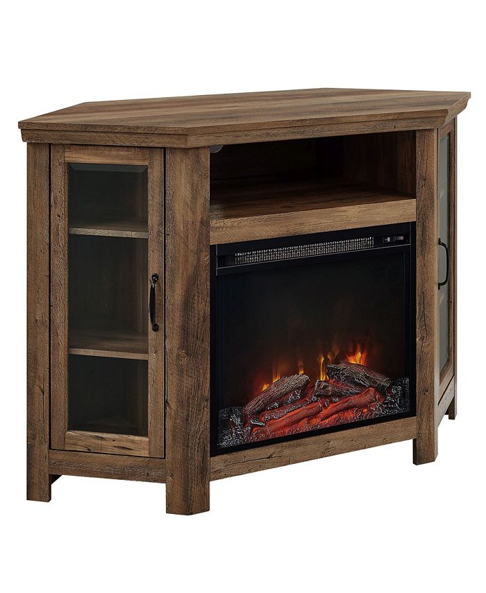 Walker Edison 48" Wood Corner Fireplace Media TV Stand Console Rustic
