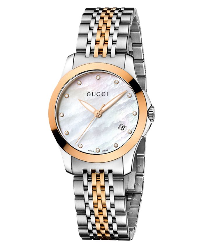 Gucci Women's Swiss G-Timeless Two Tone Stainless Steel Bracelet Watch ...