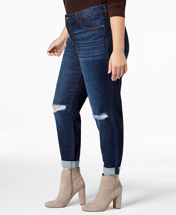 Celebrity Pink Trendy Plus Size Ripped GirlfriendFit Jeans & Reviews