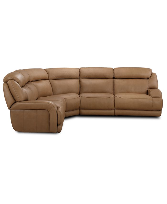 Furniture - Daventry 5-Pc. Leather Sectional Sofa With 3 Power Recliners, Power Headrests And USB Power Outlet