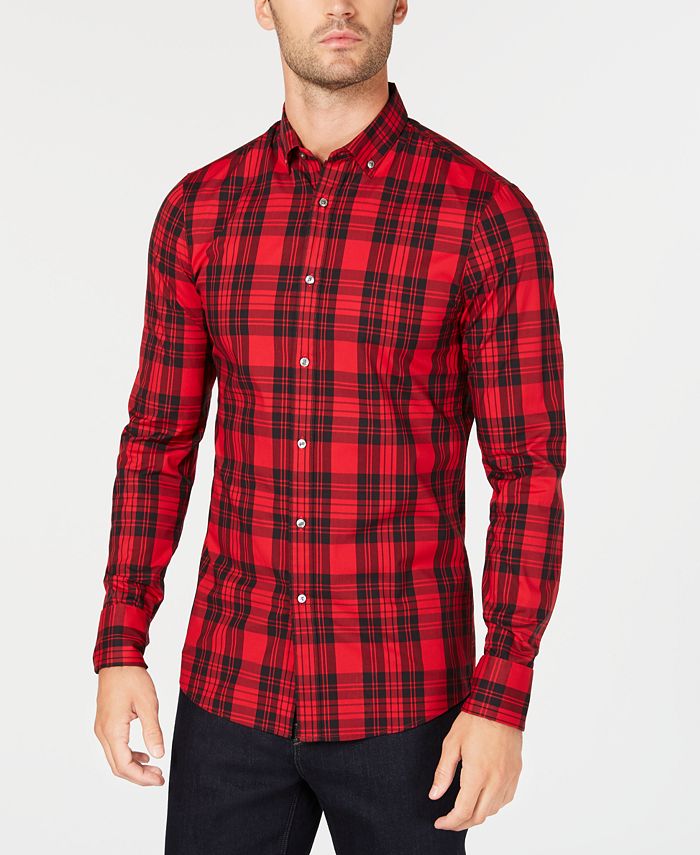 Michael Kors Men's Slim-Fit Plaid Shirt, Created for Macy's - Macy's