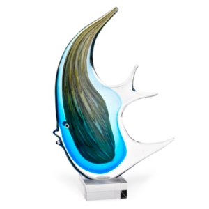 Badash Crystal Angel Fish 16 Inch Art Glass Sculpture In Multi