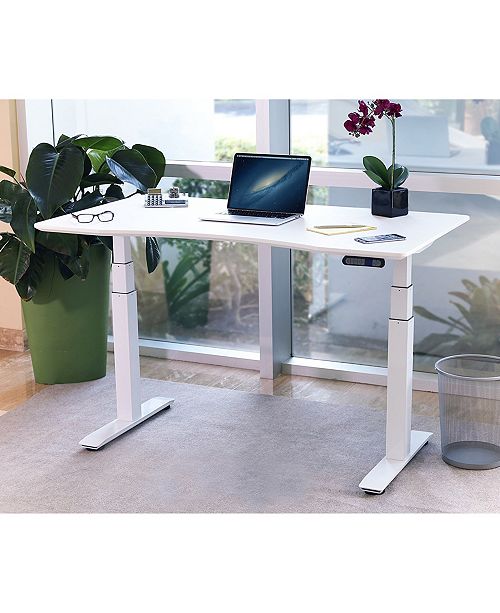 Seville Classics Airlift 3 Electric Standing Desk White Steel