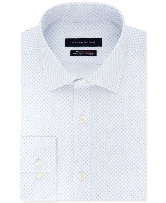 Tommy Hilfiger Men's Fitted TH Flex Collar Performance Stretch Print ...