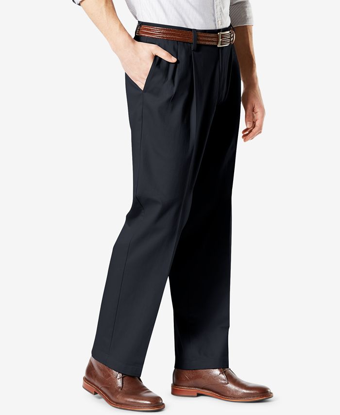 Dockers Men's Relaxed Fit Comfort Khaki Pants - Pleated, Porcelain Khaki, 42W x 32L price in UAE | Amazon UAE
