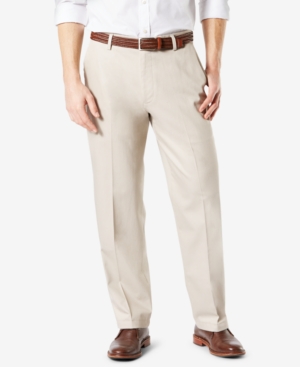 Dockers Men's Signature Lux Cotton Relaxed Fit Creased Stretch Khaki Pants
