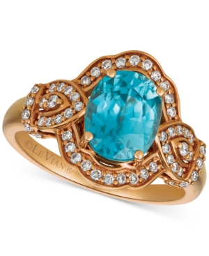image of Le Vian Blue Zircon (1-9/10 ct. t.w.) & Diamond (3/4 ct.t.w.) Ring in 14k Rose Gold