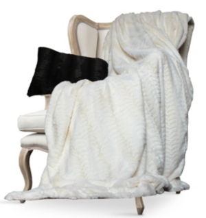 Cathay Home Inc. Luxe Embossed Micro Mink Twin Faux Fur Blanket In Cream