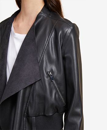 French Connection Abellana Faux Leather Waterfall Jacket Macy s