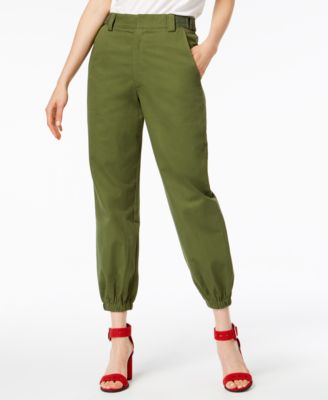 Waisted - Juniors' Olive Parachute Pants