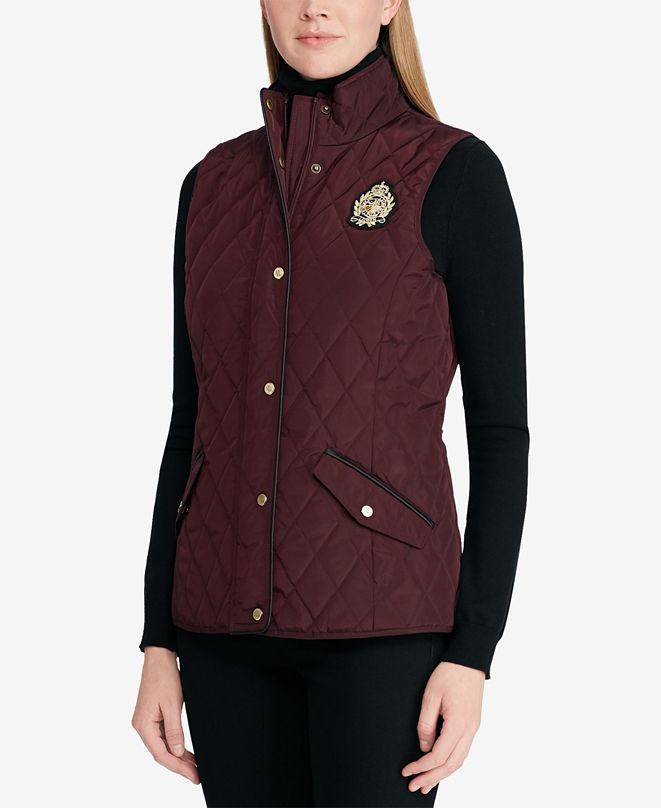 Lauren Ralph Lauren FauxLeatherTrim Quilted Vest & Reviews Coats