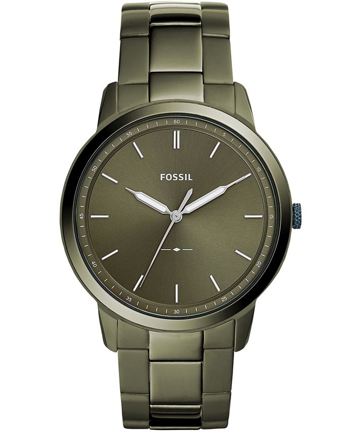 Fossil Men's Minimalist Olive Green Stainless Steel Bracelet Watch 44mm ...