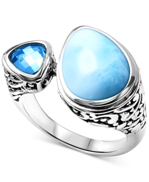 image of Marahlago Larimar & Blue Topaz (3/4 ct. t.w.) Cuff Ring in Sterling Silver