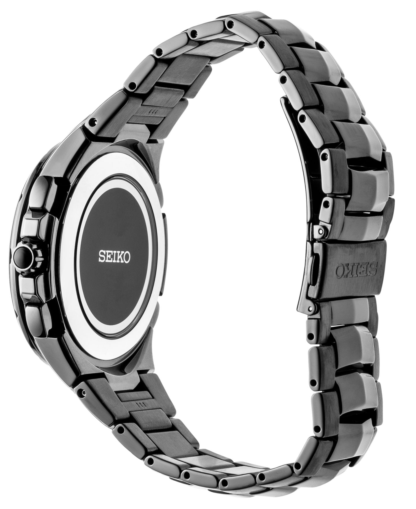 Мужские часы Seiko Radio Sync Solar Chronograph Coutura Black Stainless Steel Bracelet Watch 44.5mm — фото 4