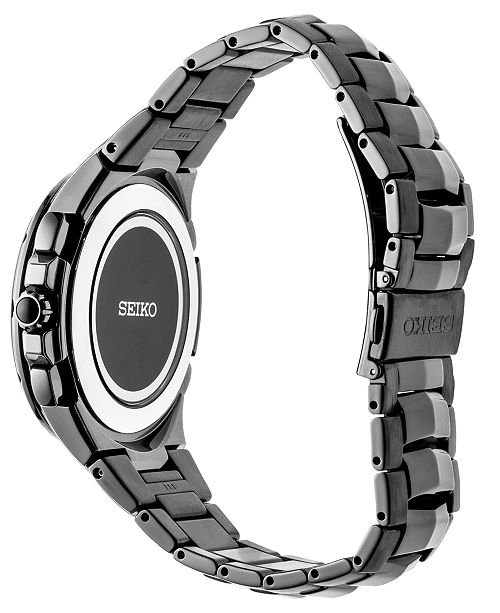 seiko men's radio sync solar chronograph silvertone with black dial