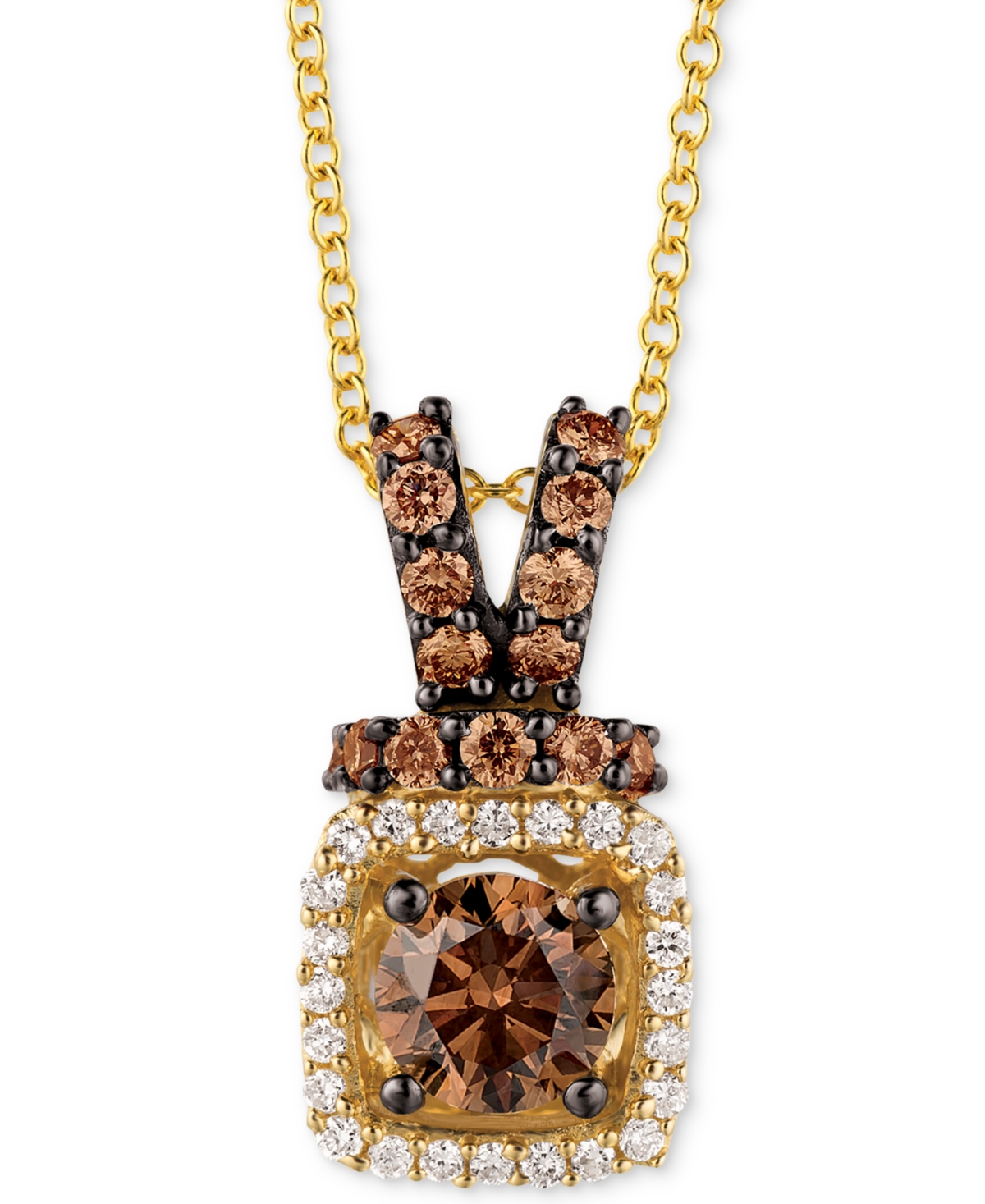 Le Vian Chocolatier Diamond Halo 18" Pendant Necklace (3/4 Ct. T.w.) In 14k Gold