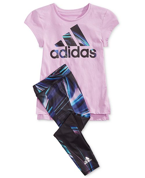 Adidas Toddler Girls Logo Print T Shirt Printed Leggings