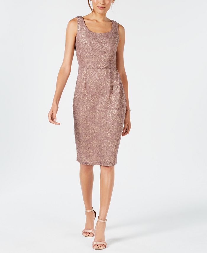Ivanka Trump Metallic Lace Sheath Dress - Macy's