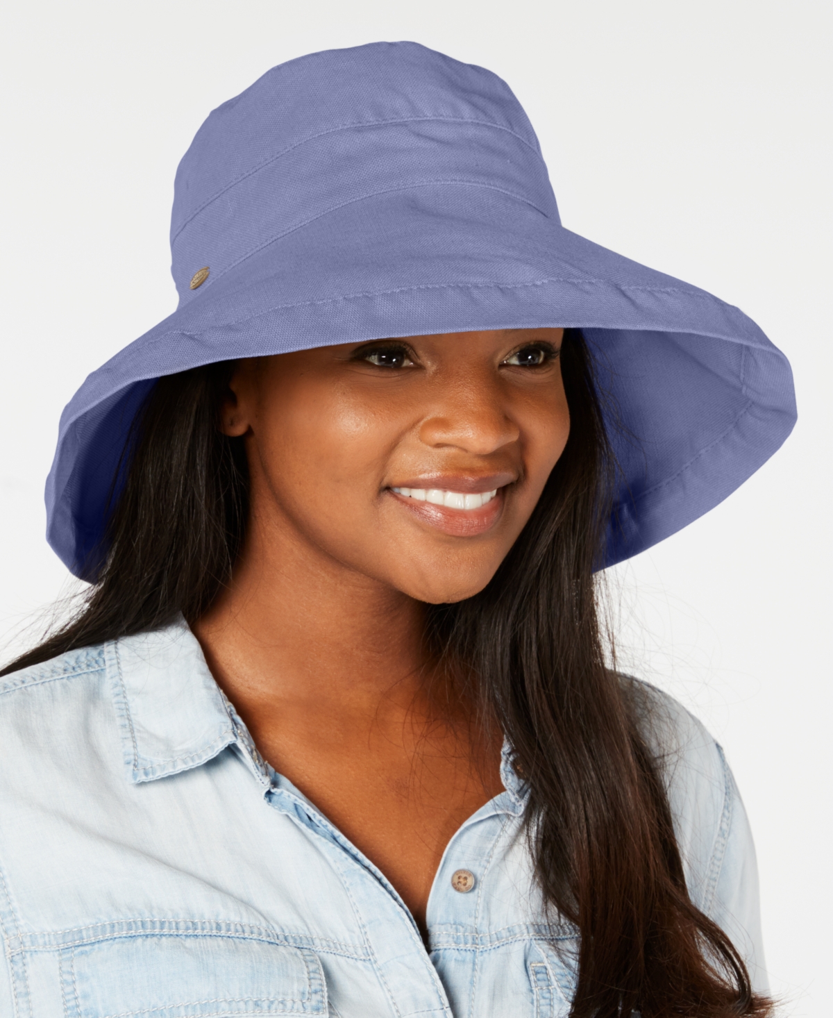 Scala Cotton Big Brim With Inner Drawstring In Periwinkle