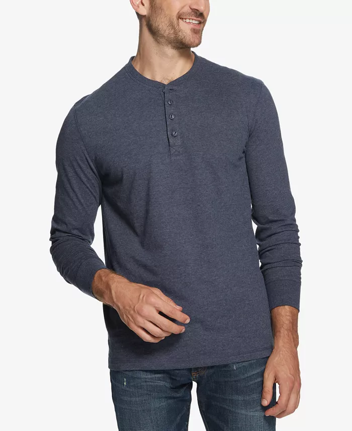Men's Long Sleeve Brushed Jersey Henley T-shirt - thumbnail 6