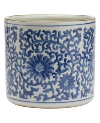 Two's Company - Blue and White Lotus Flower Vase, Planter