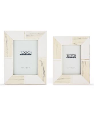 Two's Company - Blanc d'Ivoire Set of 2 Faux Marble Photo Frames Includes 2 Sizes