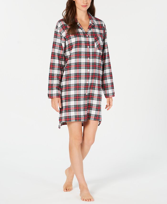 Charter Club Cotton Flannel Plaid Sleepshirt, Created for Macy's ...