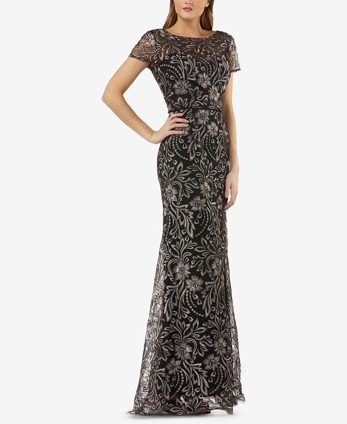 JS Collections Floral Embroidered Gown - Macy's