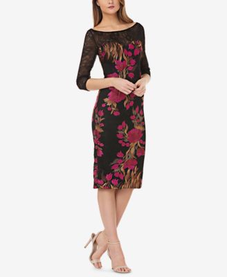 JS Collections - Embroidered Lace Sheath Dress