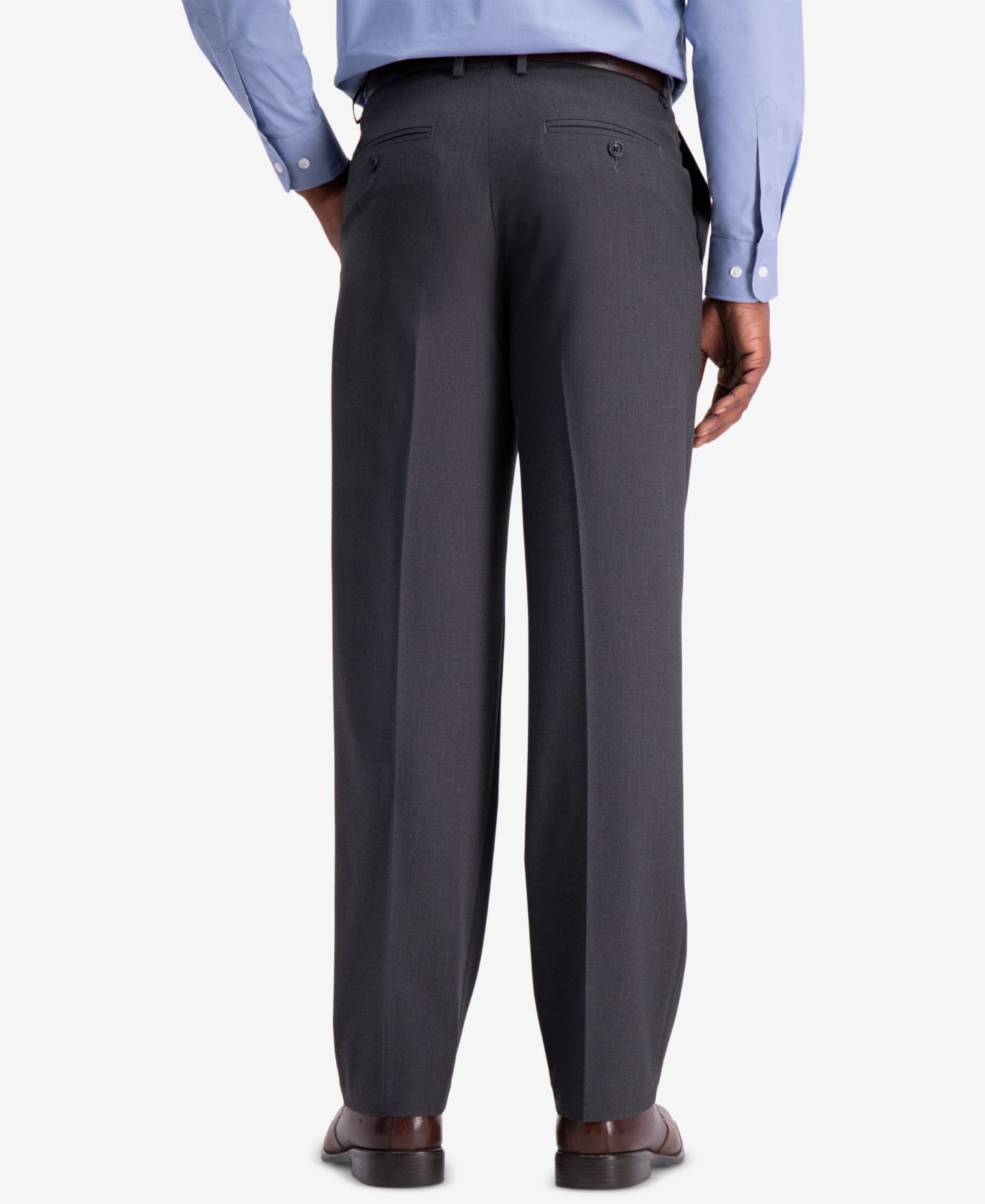 Мужские брюки Haggar JMH 4-Way Stretch Classic Fit Flat Front Dress Pant, цвет: Тёмный угольный — фото 2