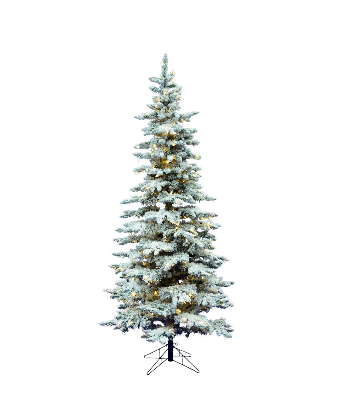 Vickerman Flocked Utica Fir Slim Artificial Christmas Tree with 700 WarmLed Lights - White